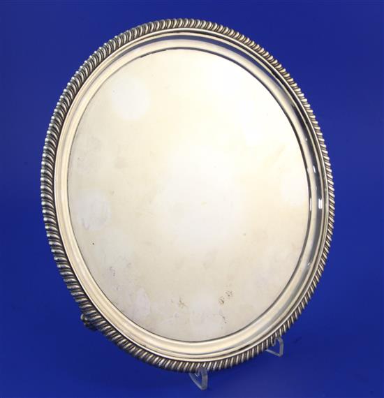 A George IV silver circular salver by John Mewburn, 26.5 oz.